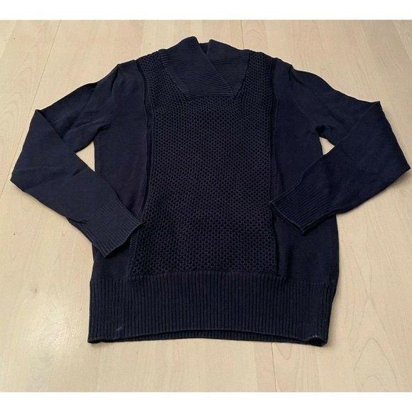 H&M Men's Shawl Collar Navy Sweater Size Small Warm Sweatshirt - Picture 2 of 8